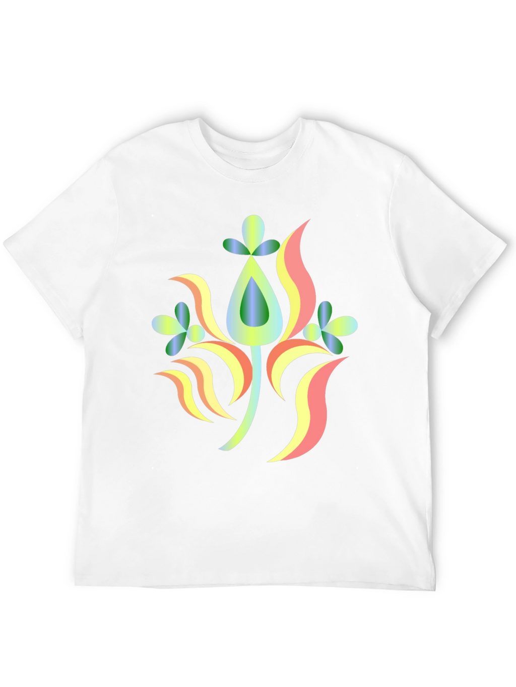 Abstract Floral Design Black T-Shirt
