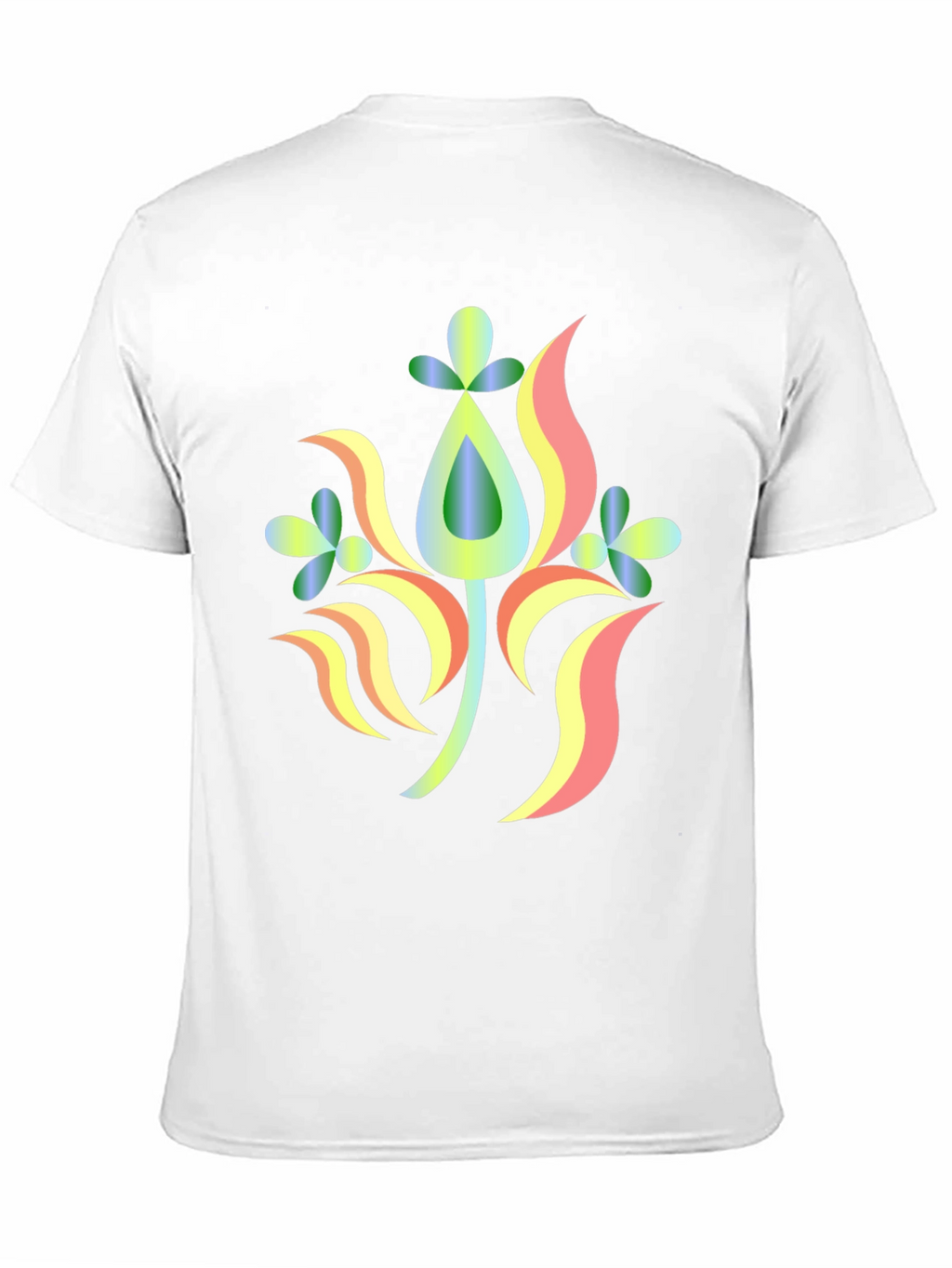 Abstract Floral Design Black T-Shirt