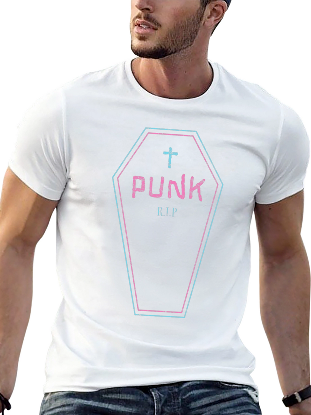 Punk R.I.P. Coffin Graphic T-Shirt