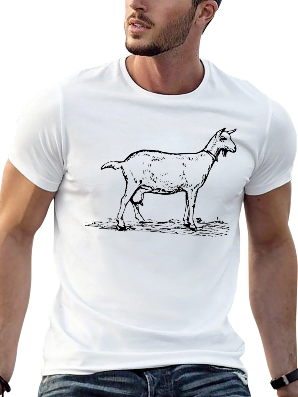 Goat Graphic T-Shirt - Black Crew Neck Tee
