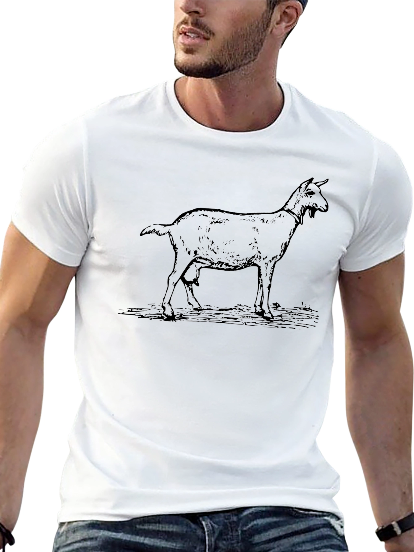 Goat Graphic T-Shirt - Black Crew Neck Tee