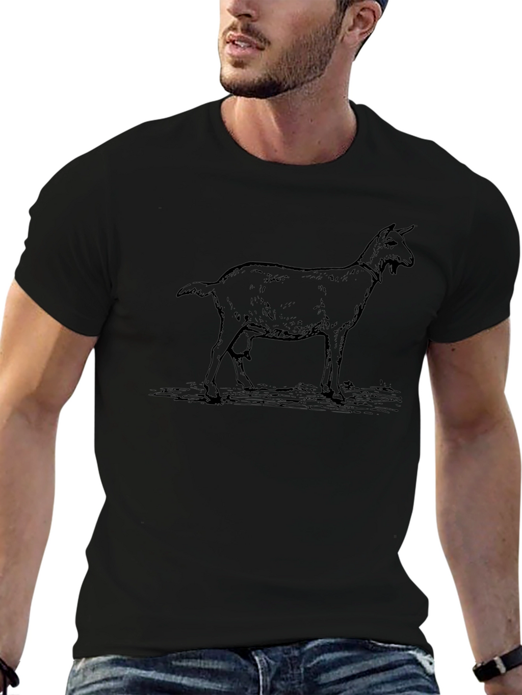 Goat Graphic T-Shirt - Black Crew Neck Tee