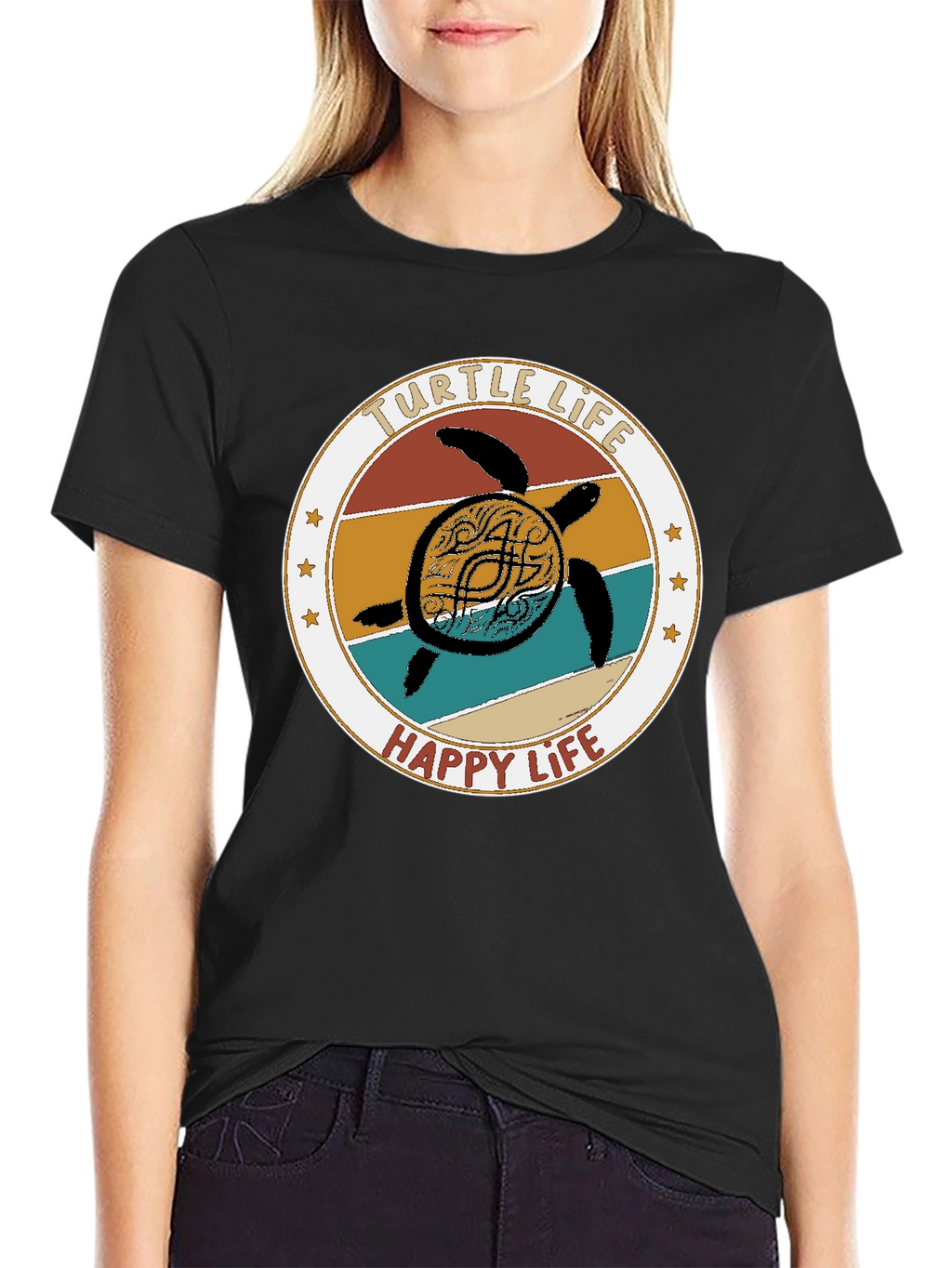 Turtle Life Happy Life Graphic T-Shirt