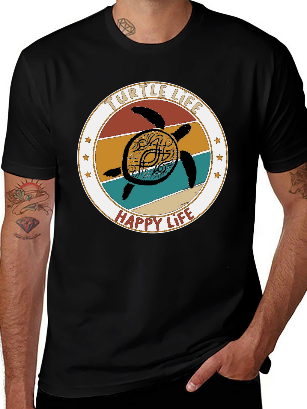 Turtle Life Happy Life Graphic T-Shirt