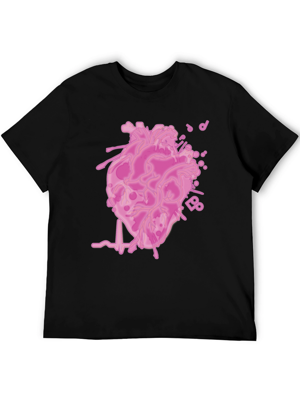 Anatomical Heartbeat Graphic T-Shirt - Black