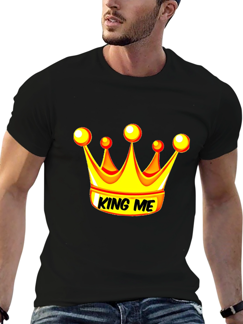 King Me Graphic Tee - Black Cotton Blend T-Shirt