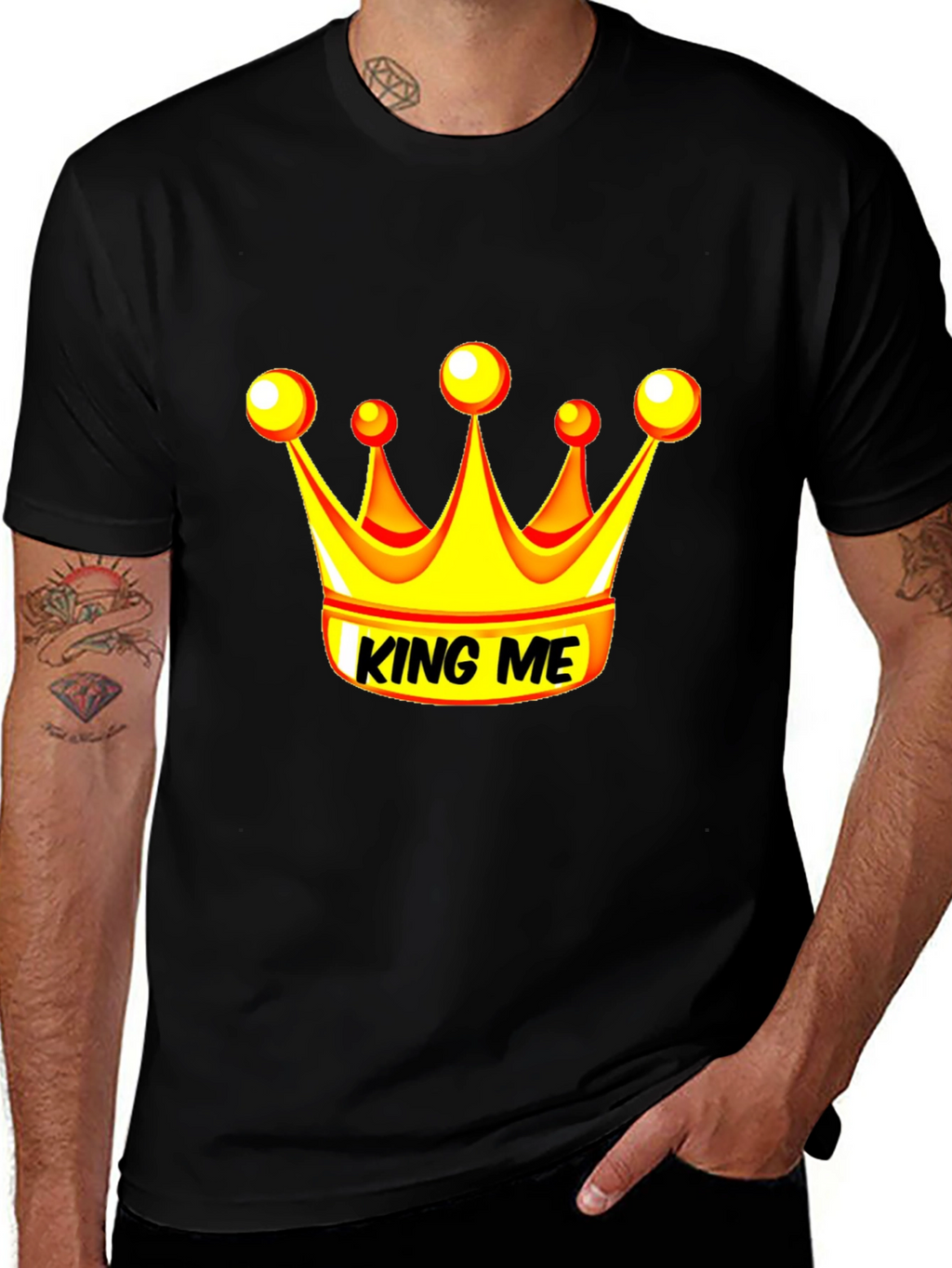 King Me Graphic Tee - Black Cotton Blend T-Shirt