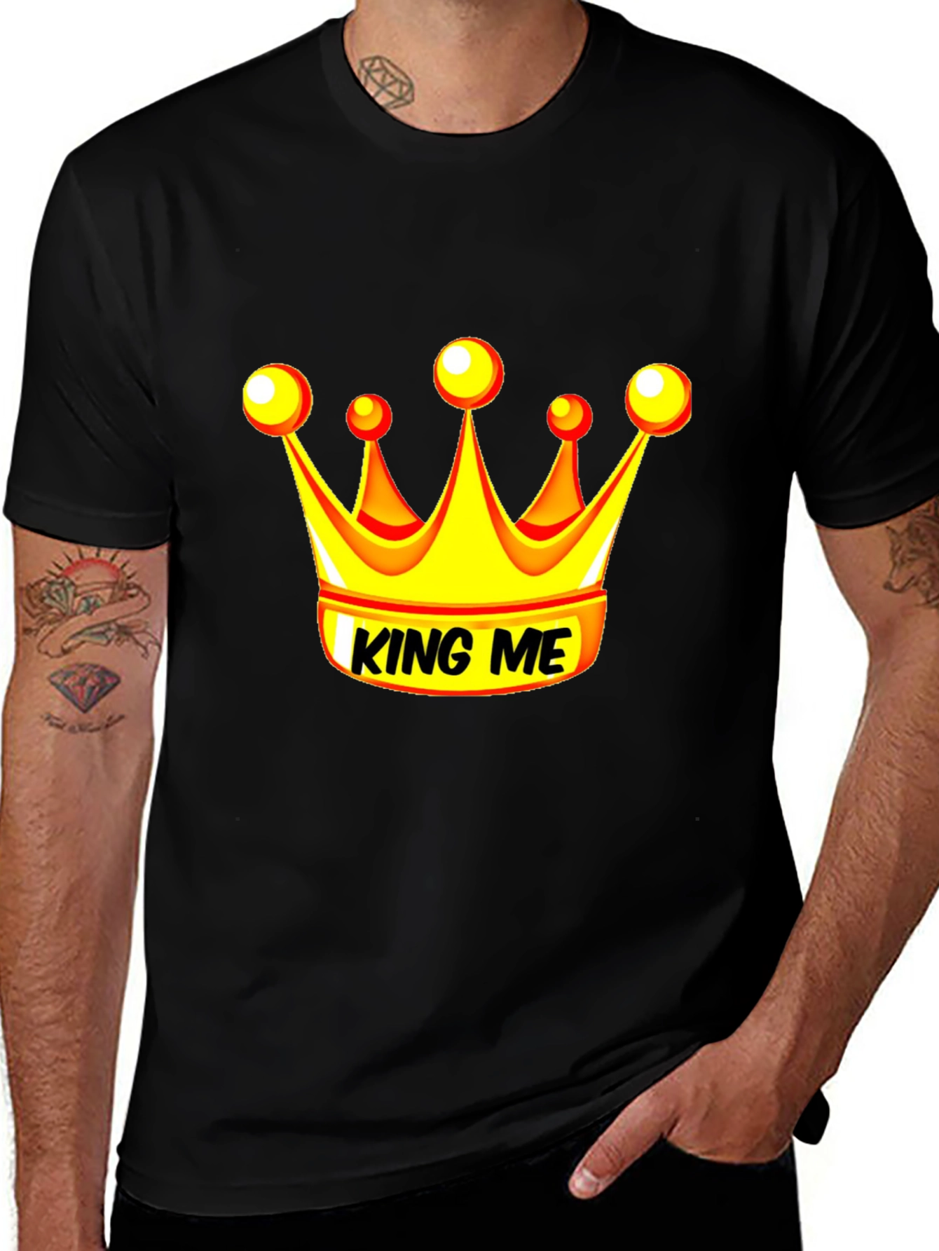 King Me Graphic Tee - Black Cotton Blend T-Shirt