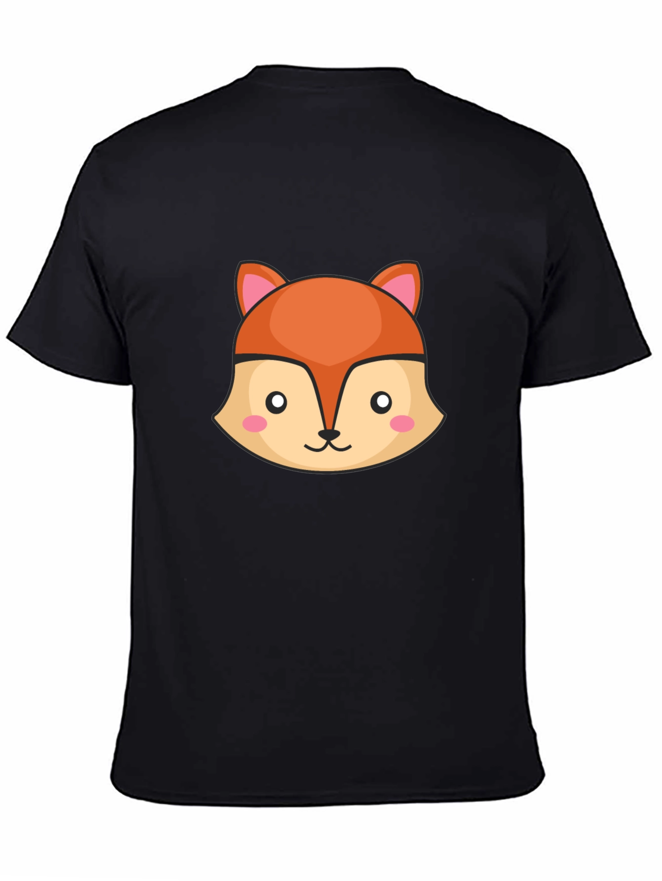Cute Fox Graphic Black T-Shirt