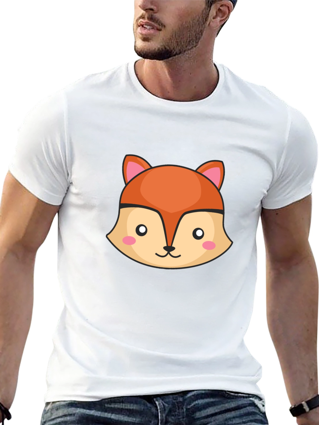 Cute Fox Graphic Black T-Shirt