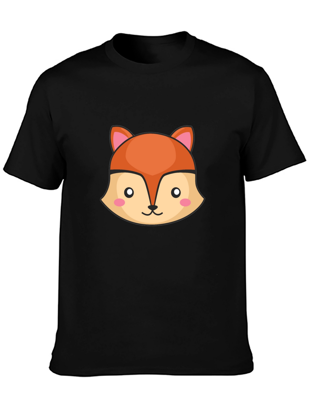 Cute Fox Graphic Black T-Shirt