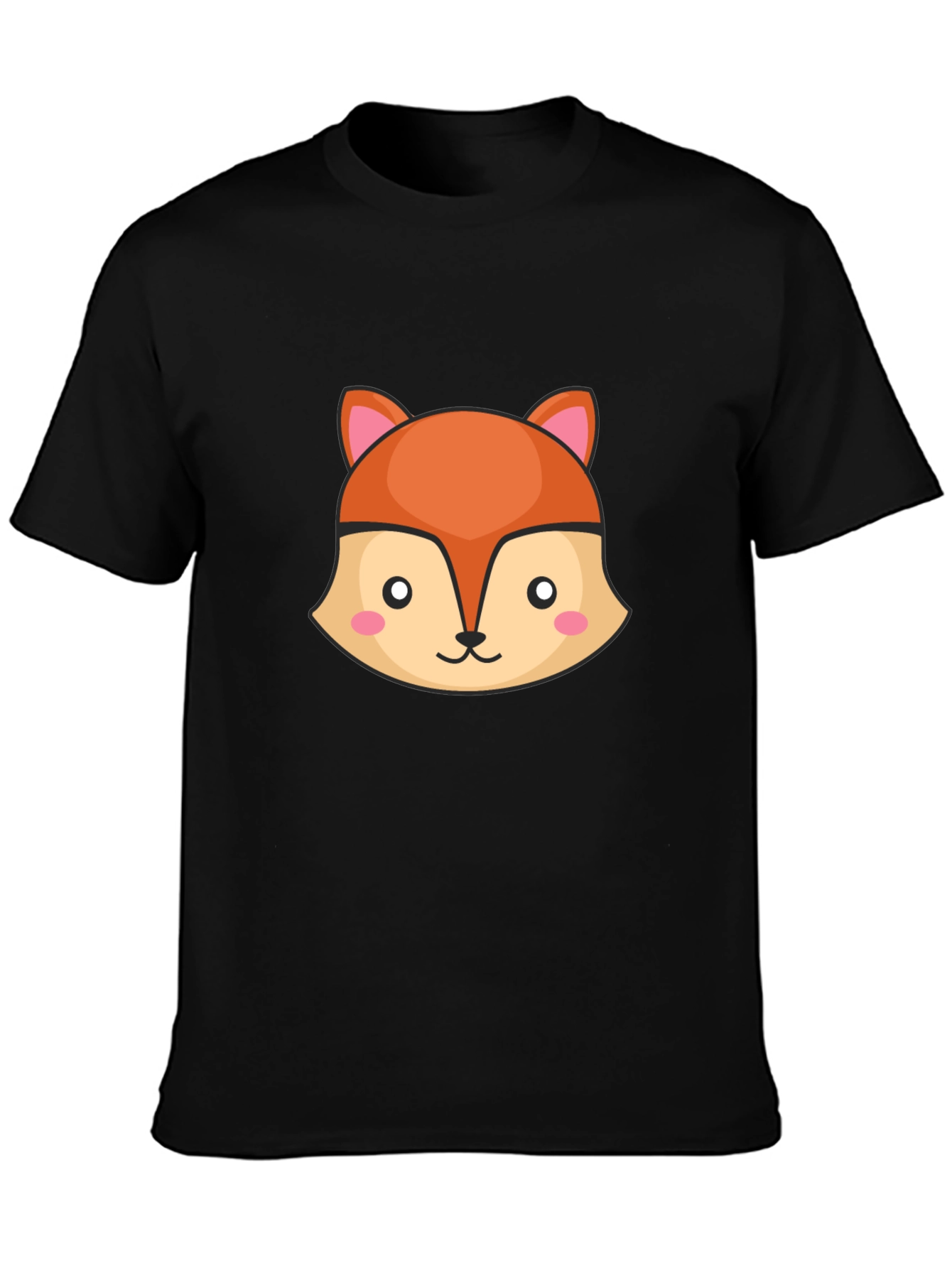 Cute Fox Graphic Black T-Shirt