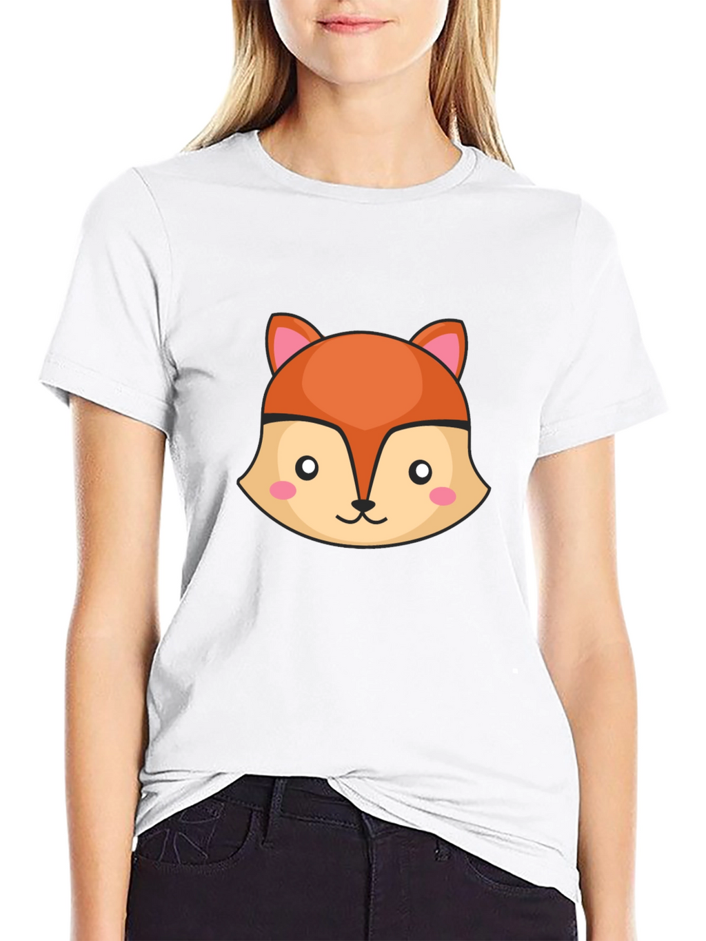 Cute Fox Graphic Black T-Shirt
