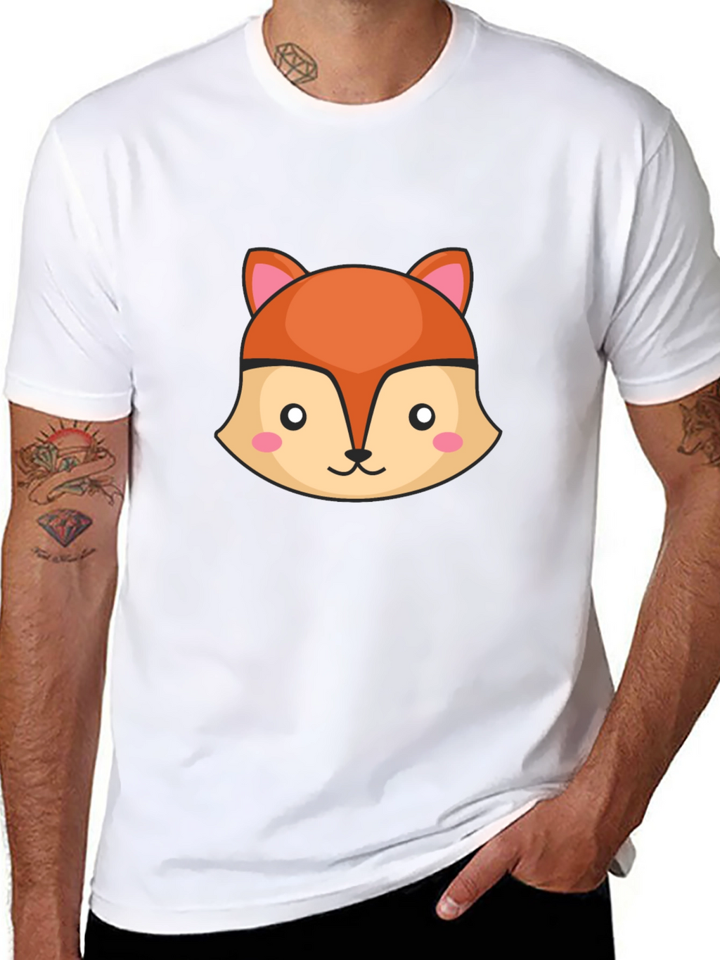 Cute Fox Graphic Black T-Shirt