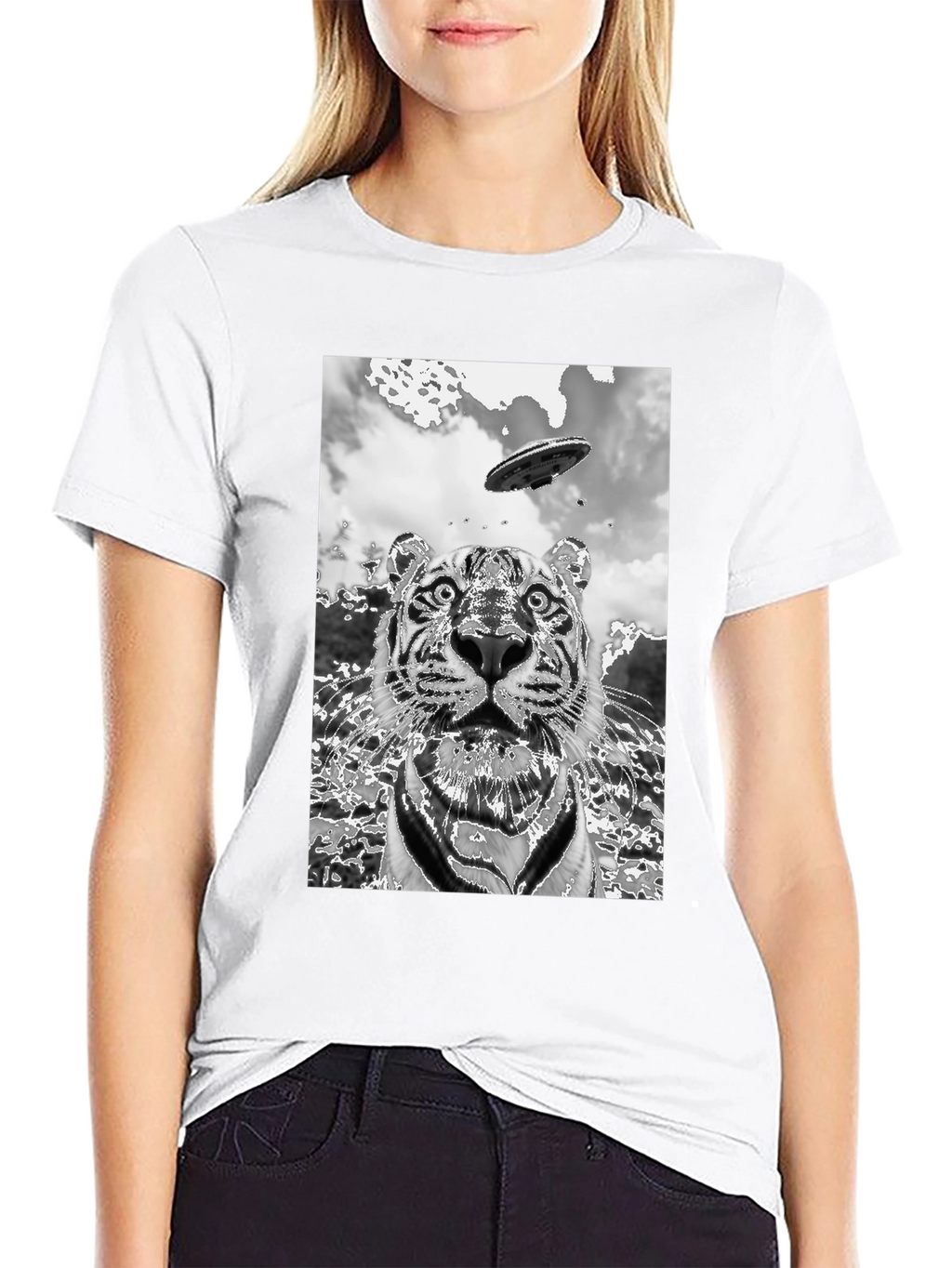 Tiger Alien Abduction Graphic Tee