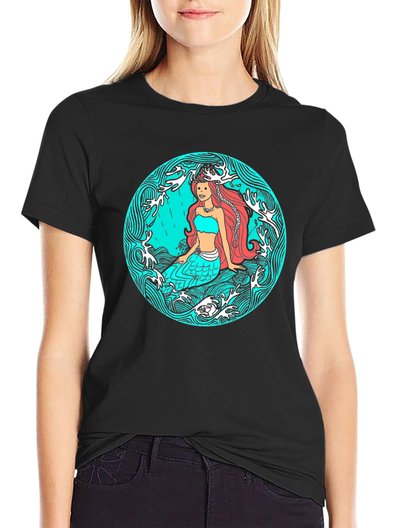 Mermaid Graphic Tee - Artistic Ocean Design