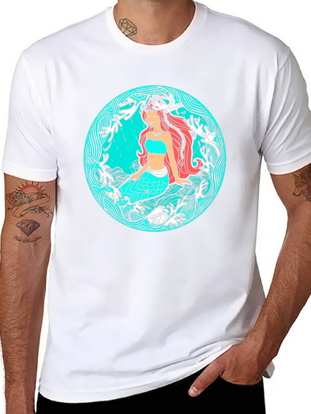 Mermaid Graphic Tee - Artistic Ocean Design