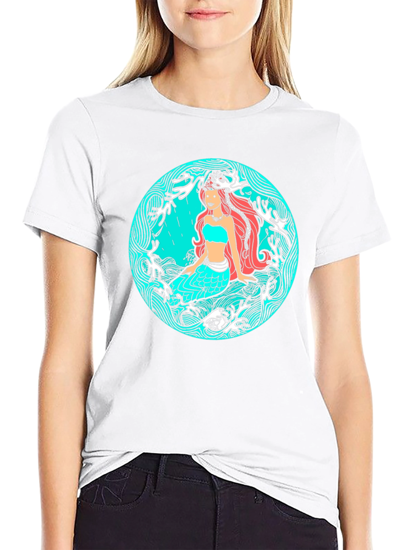 Mermaid Graphic Tee - Artistic Ocean Design