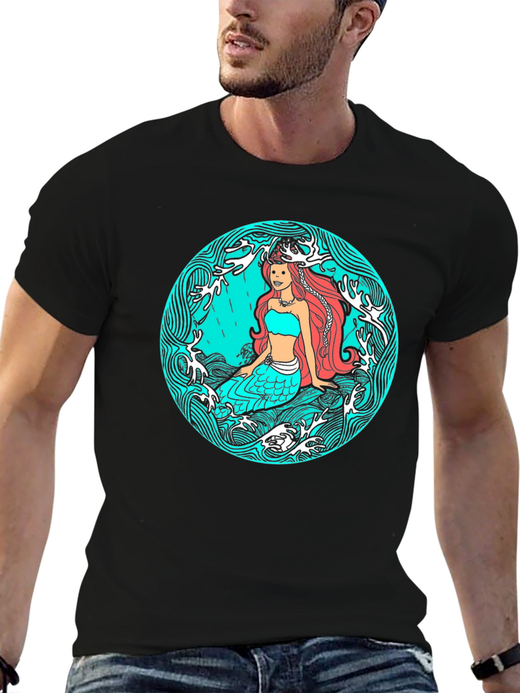 Mermaid Graphic Tee - Artistic Ocean Design