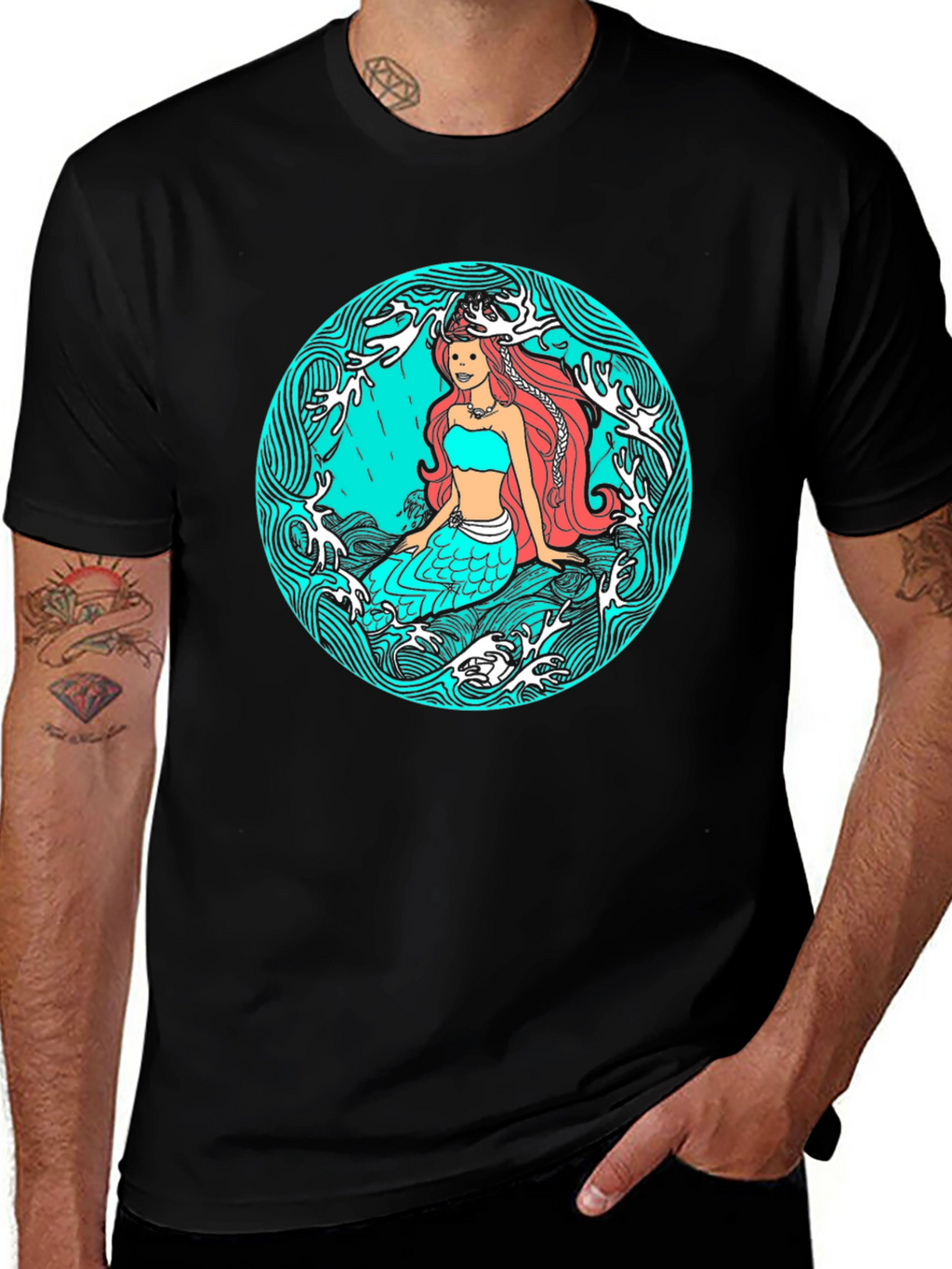 Mermaid Graphic Tee - Artistic Ocean Design