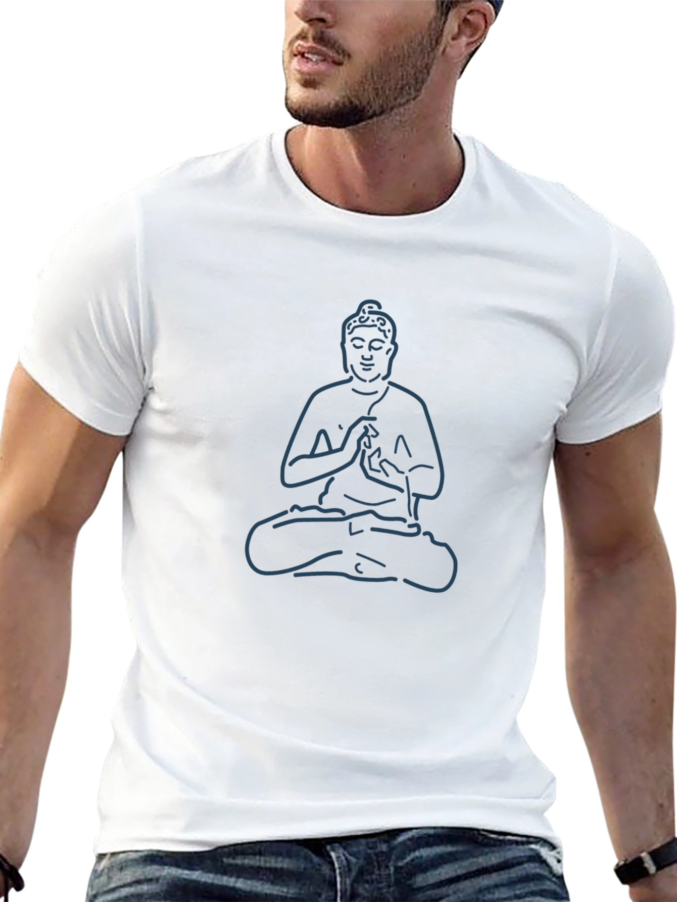 Buddha Outline Graphic Tee - Black