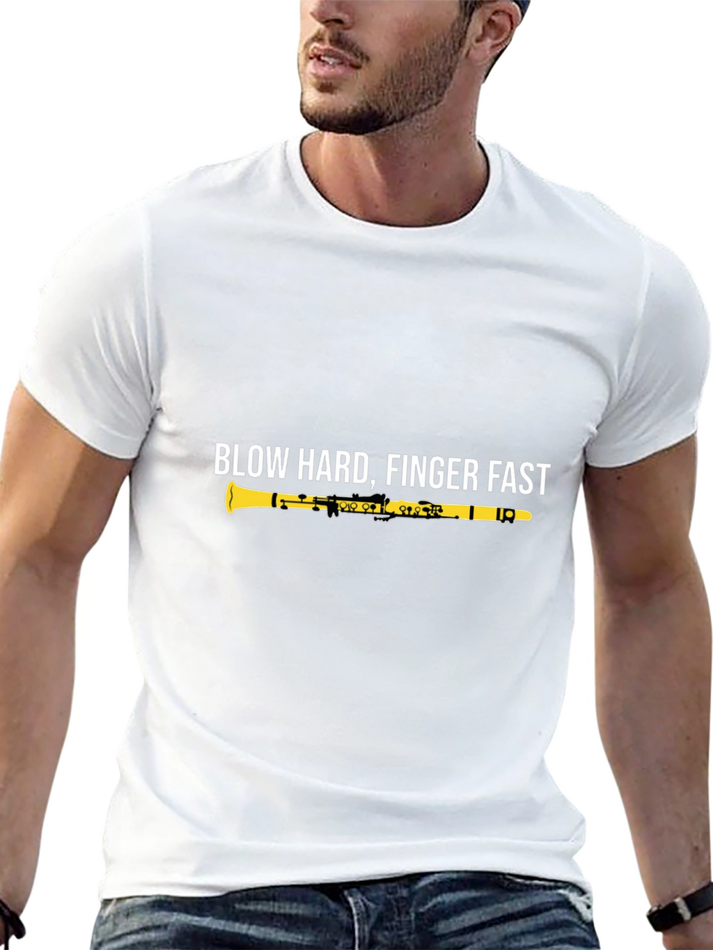 Blow Hard Finger Fast Clarinet Graphic Tee
