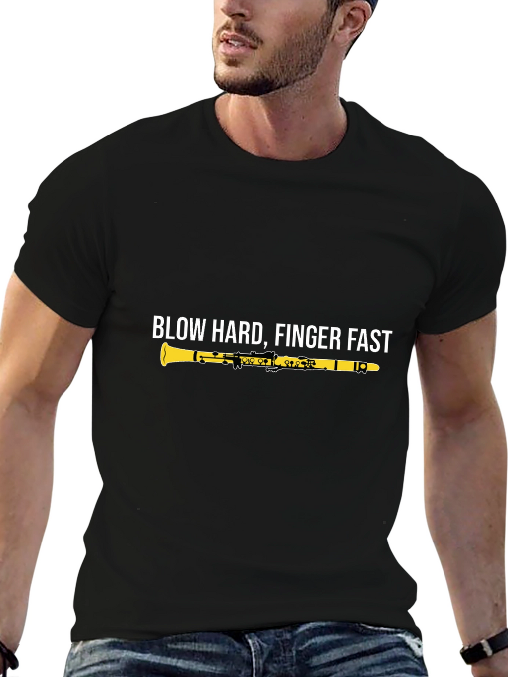 Blow Hard Finger Fast Clarinet Graphic Tee