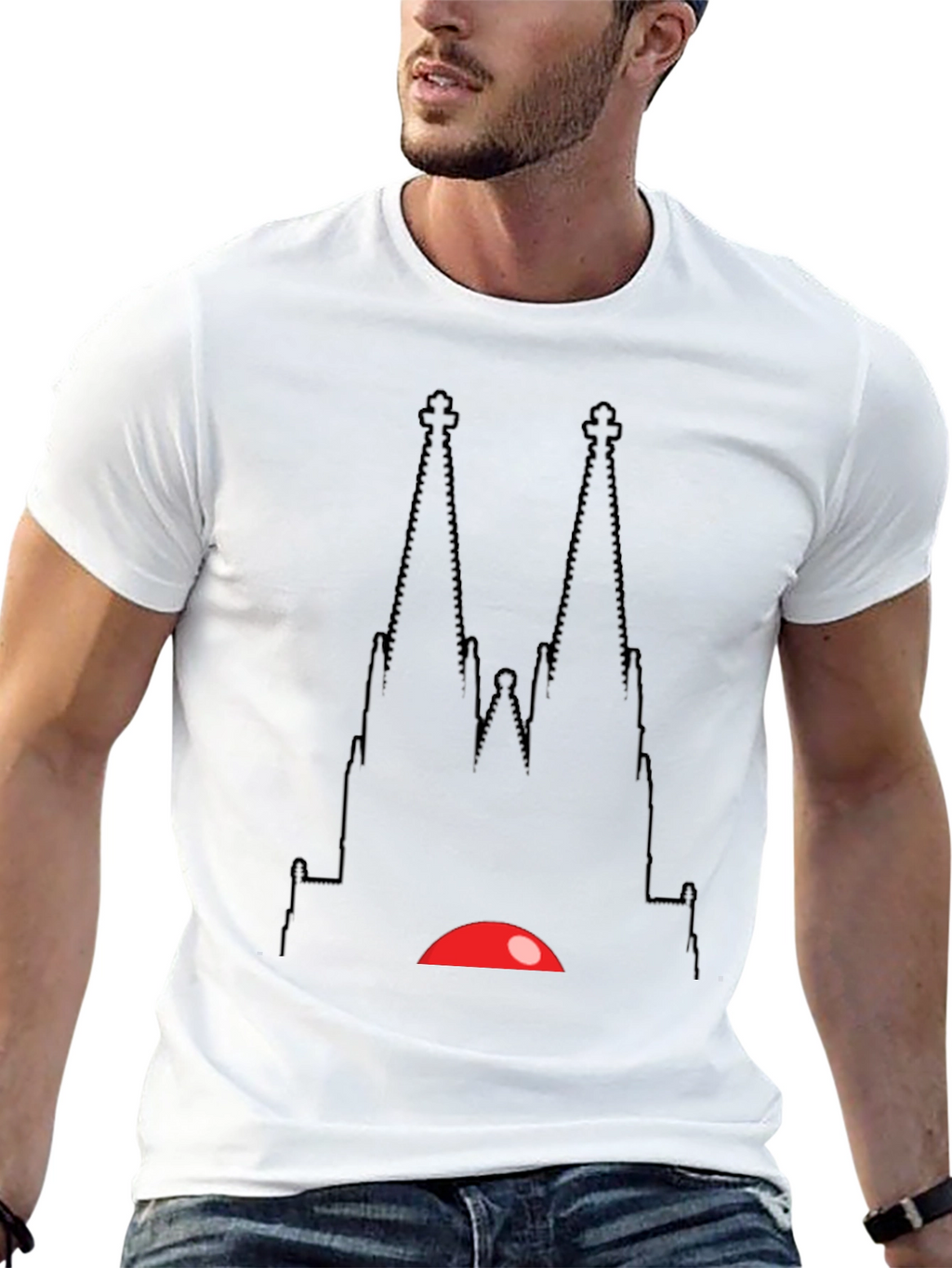 Black Graphic Tee - Sagrada Familia Inspired Design