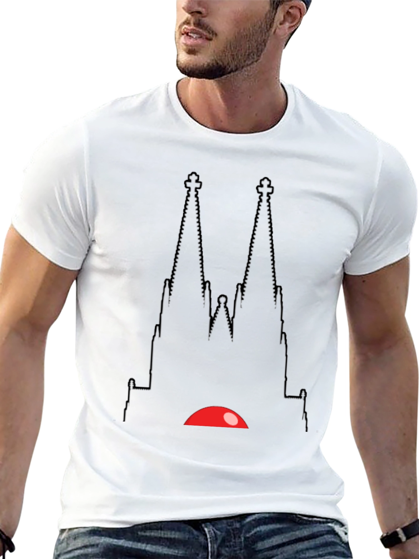 Black Graphic Tee - Sagrada Familia Inspired Design