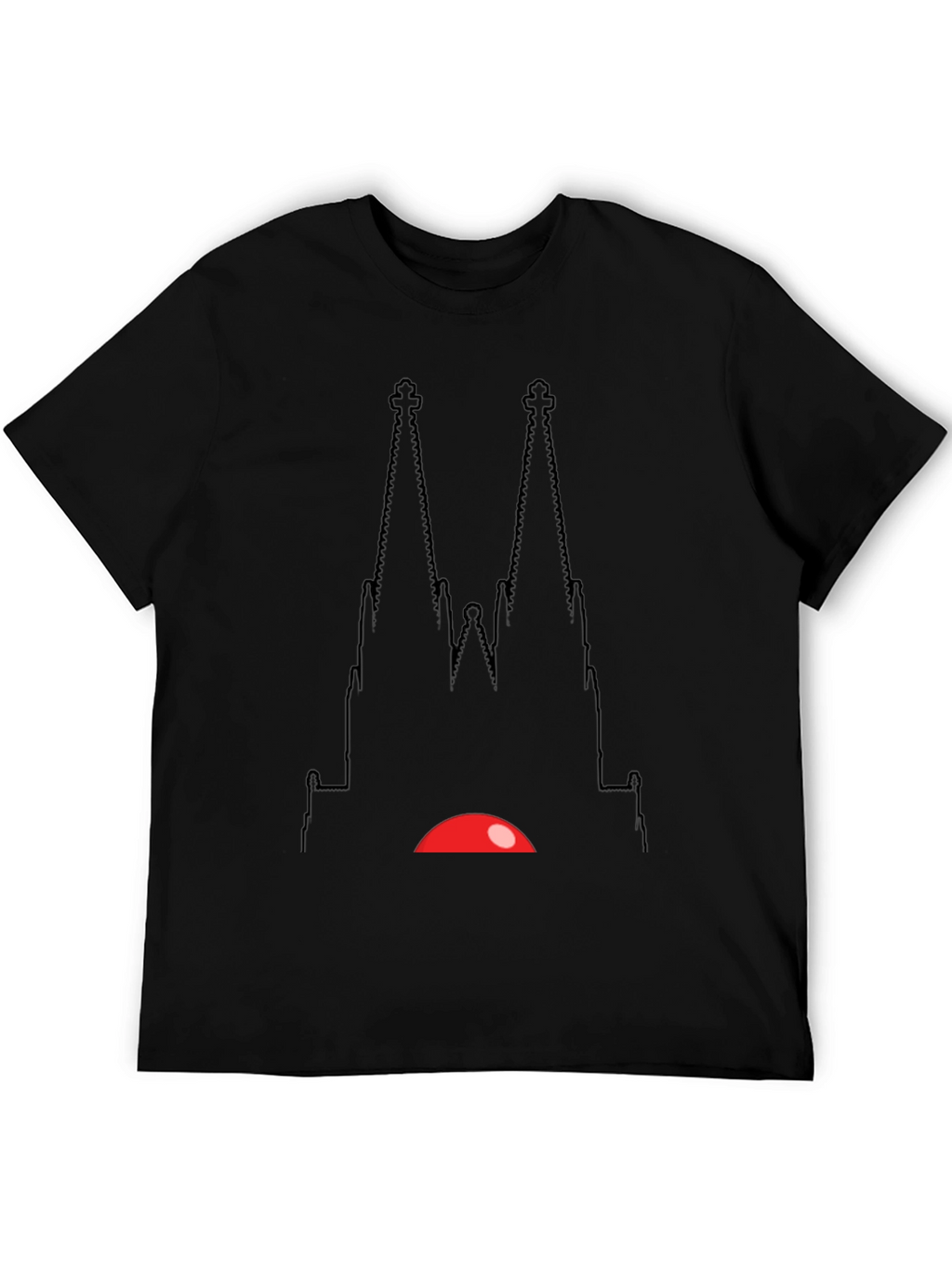 Black Graphic Tee - Sagrada Familia Inspired Design