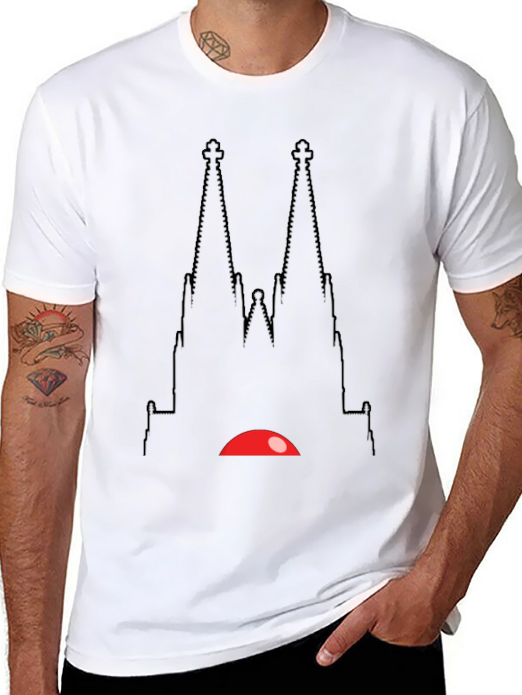 Black Graphic Tee - Sagrada Familia Inspired Design