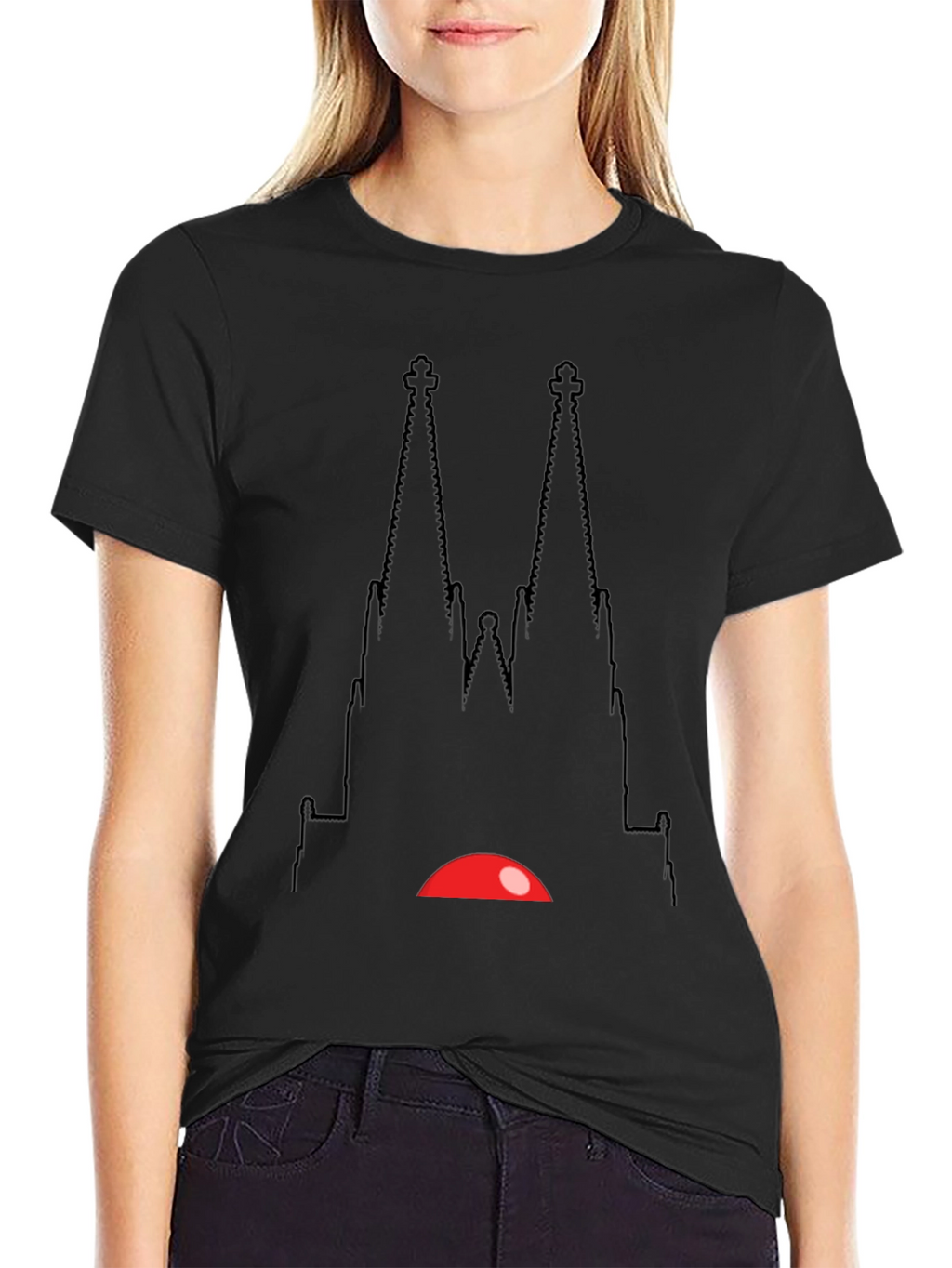 Black Graphic Tee - Sagrada Familia Inspired Design