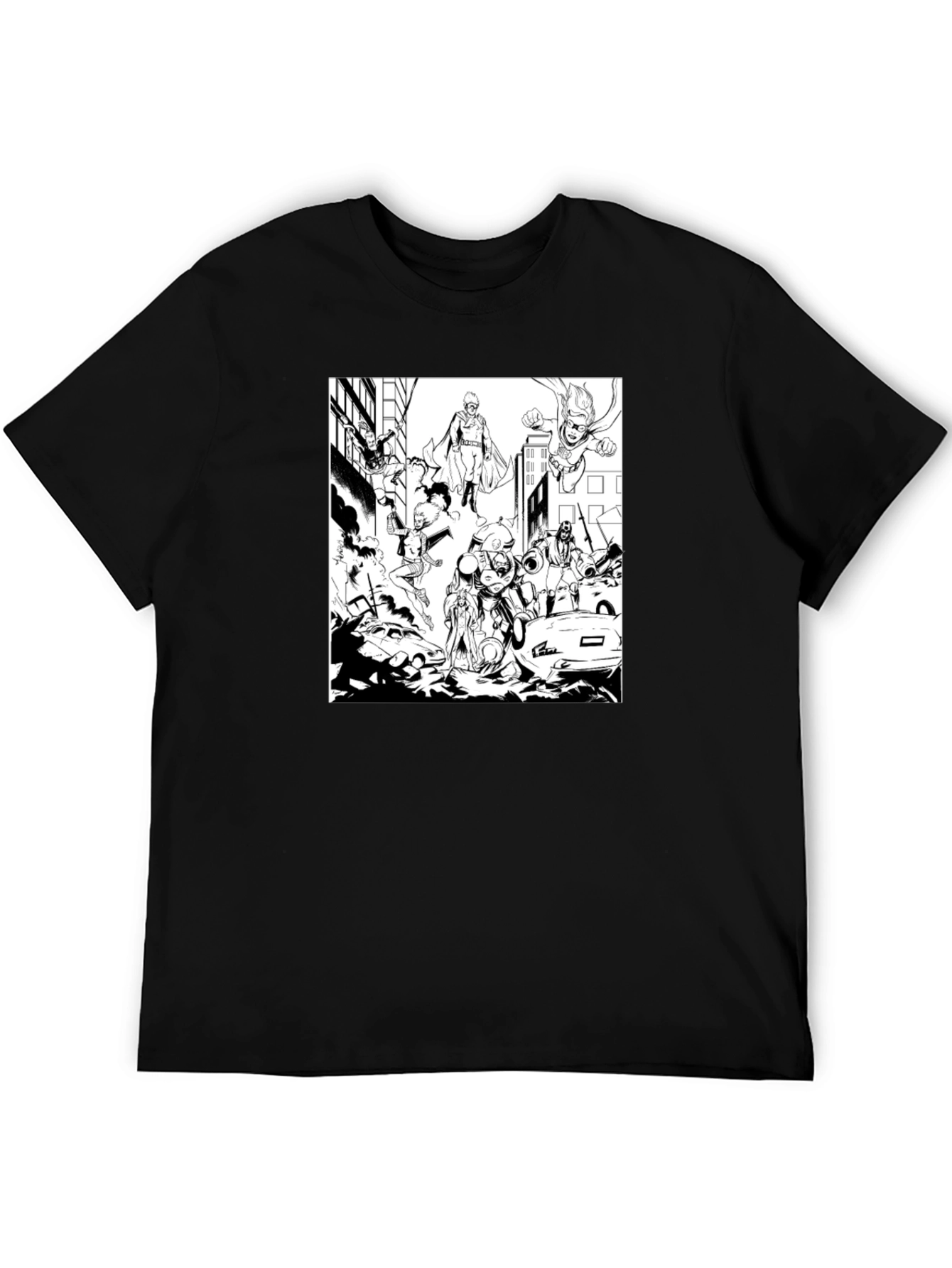 Superheroes Graphic Tee - Black