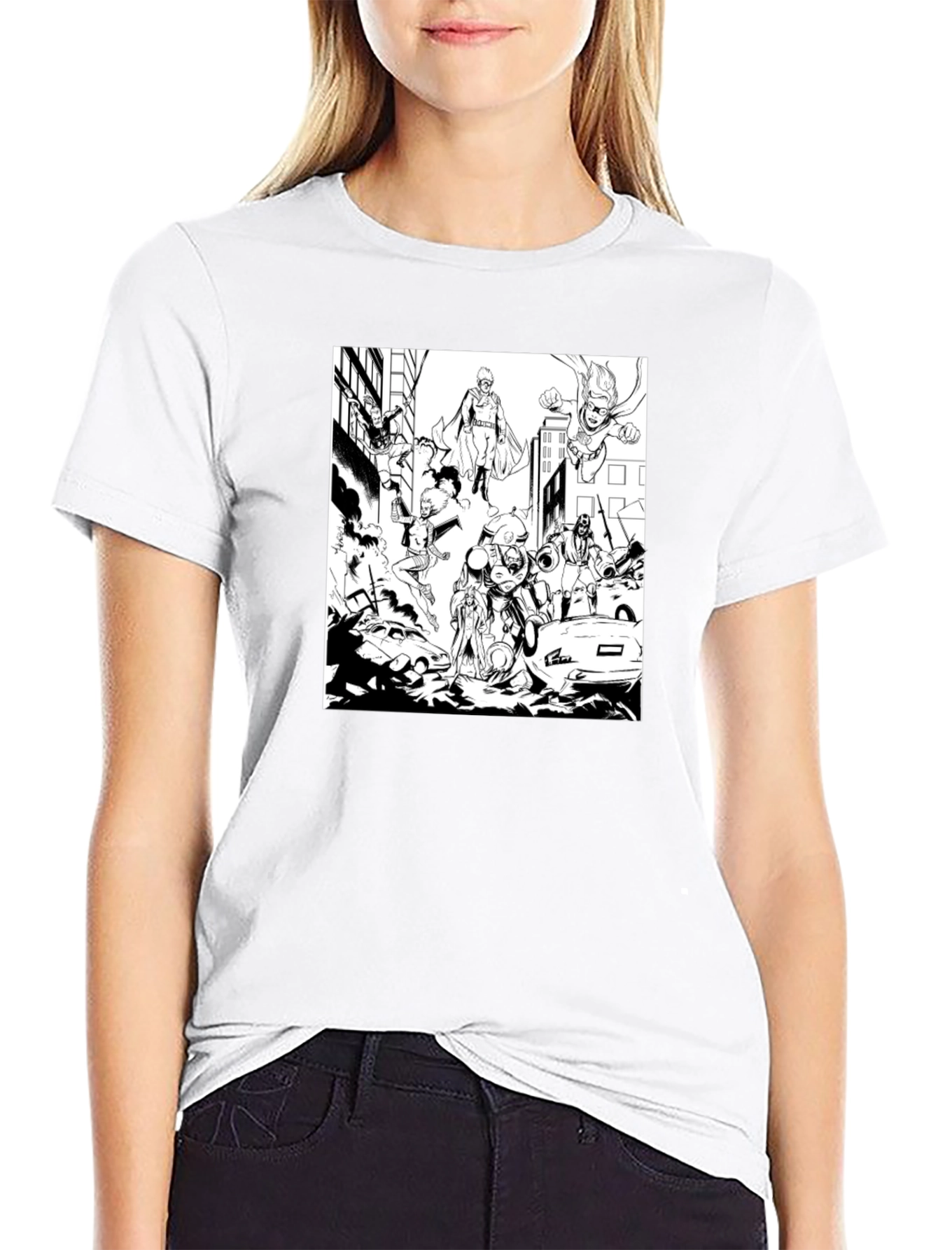 Superheroes Graphic Tee - Black
