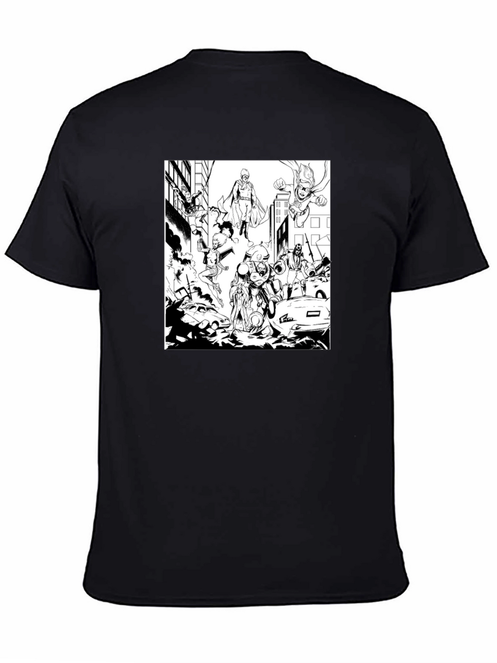 Superheroes Graphic Tee - Black