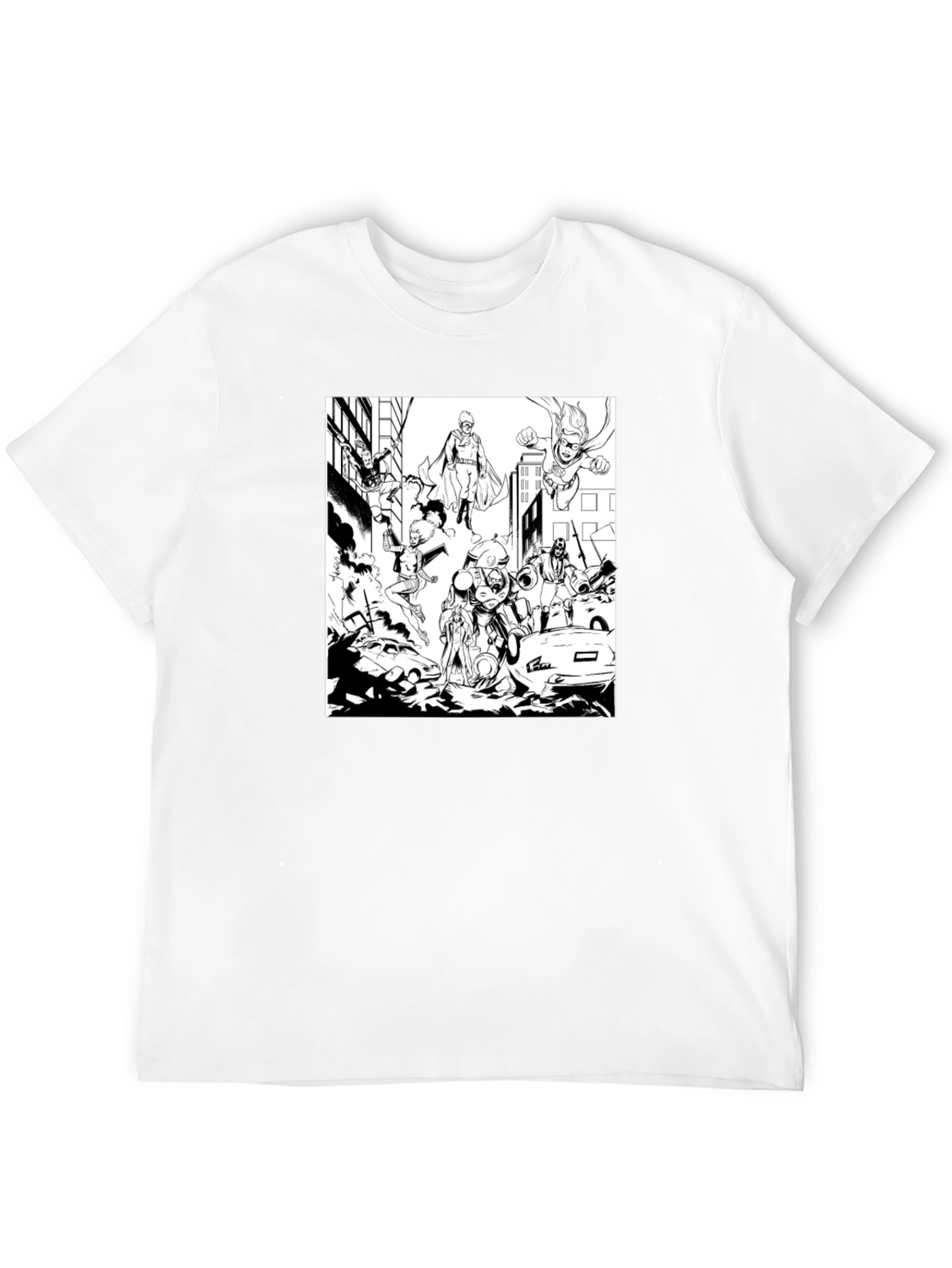 Superheroes Graphic Tee - Black