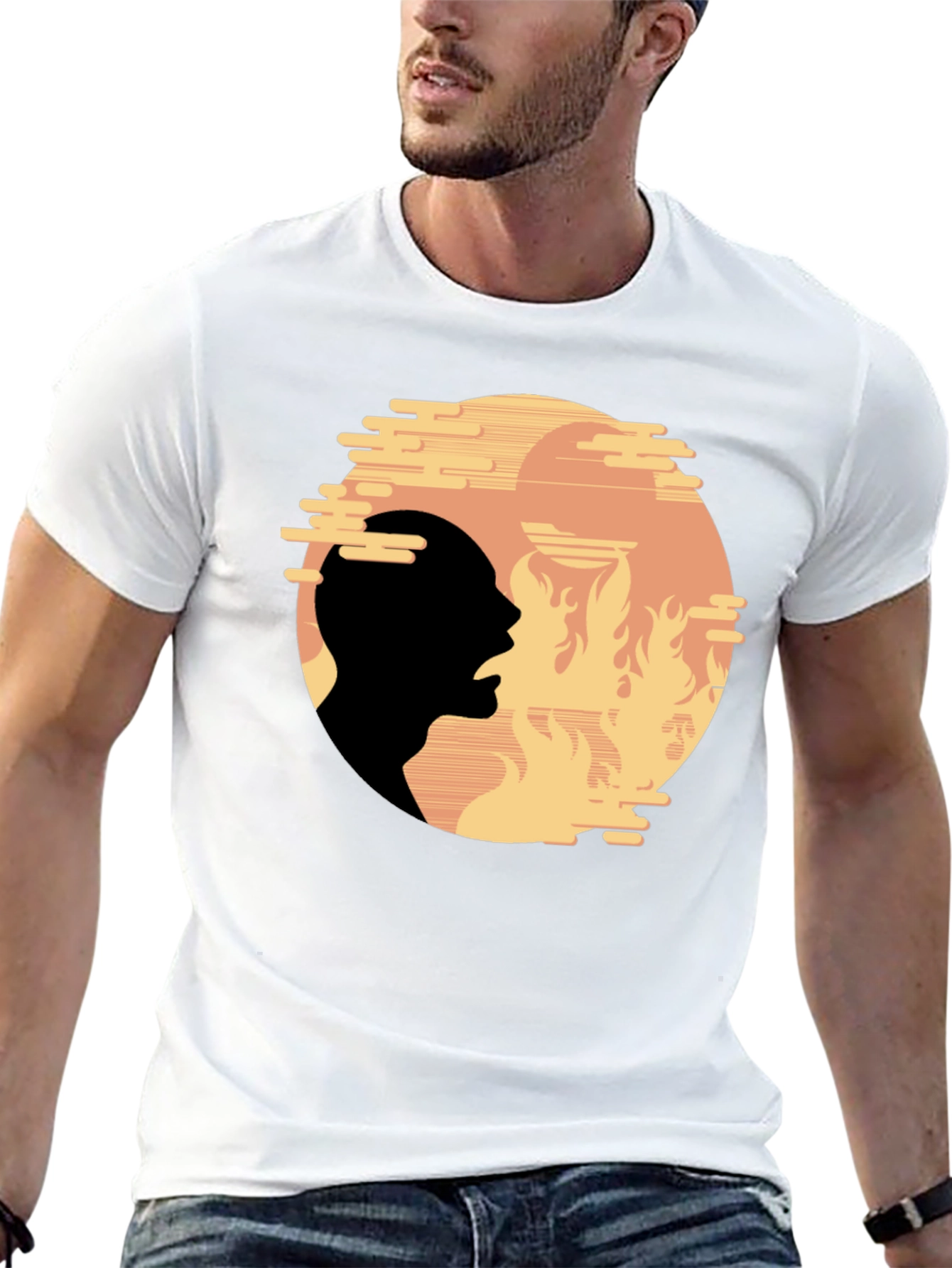Fiery Silhouette Graphic Tee - Bold Statement Shirt