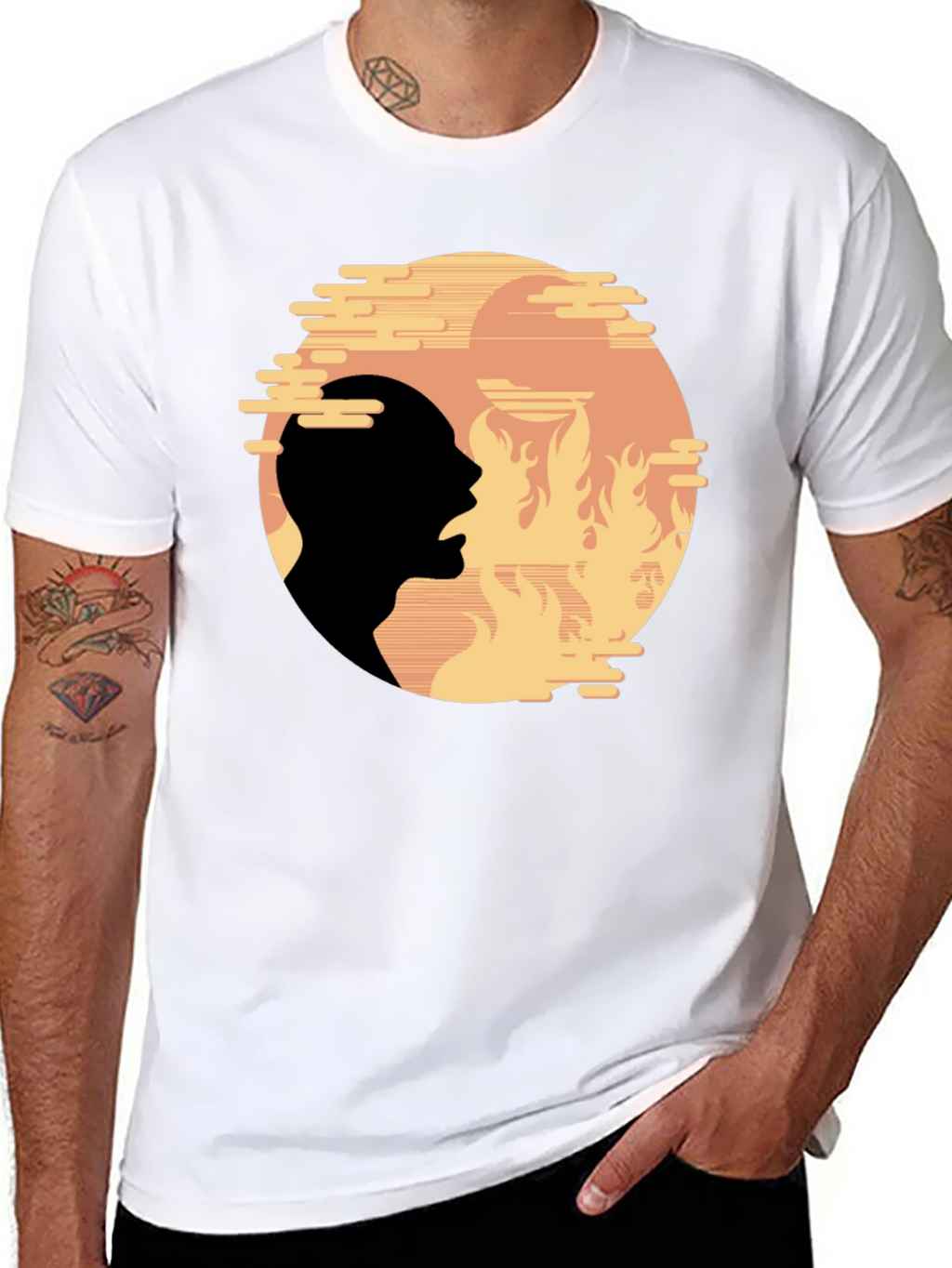 Fiery Silhouette Graphic Tee - Bold Statement Shirt