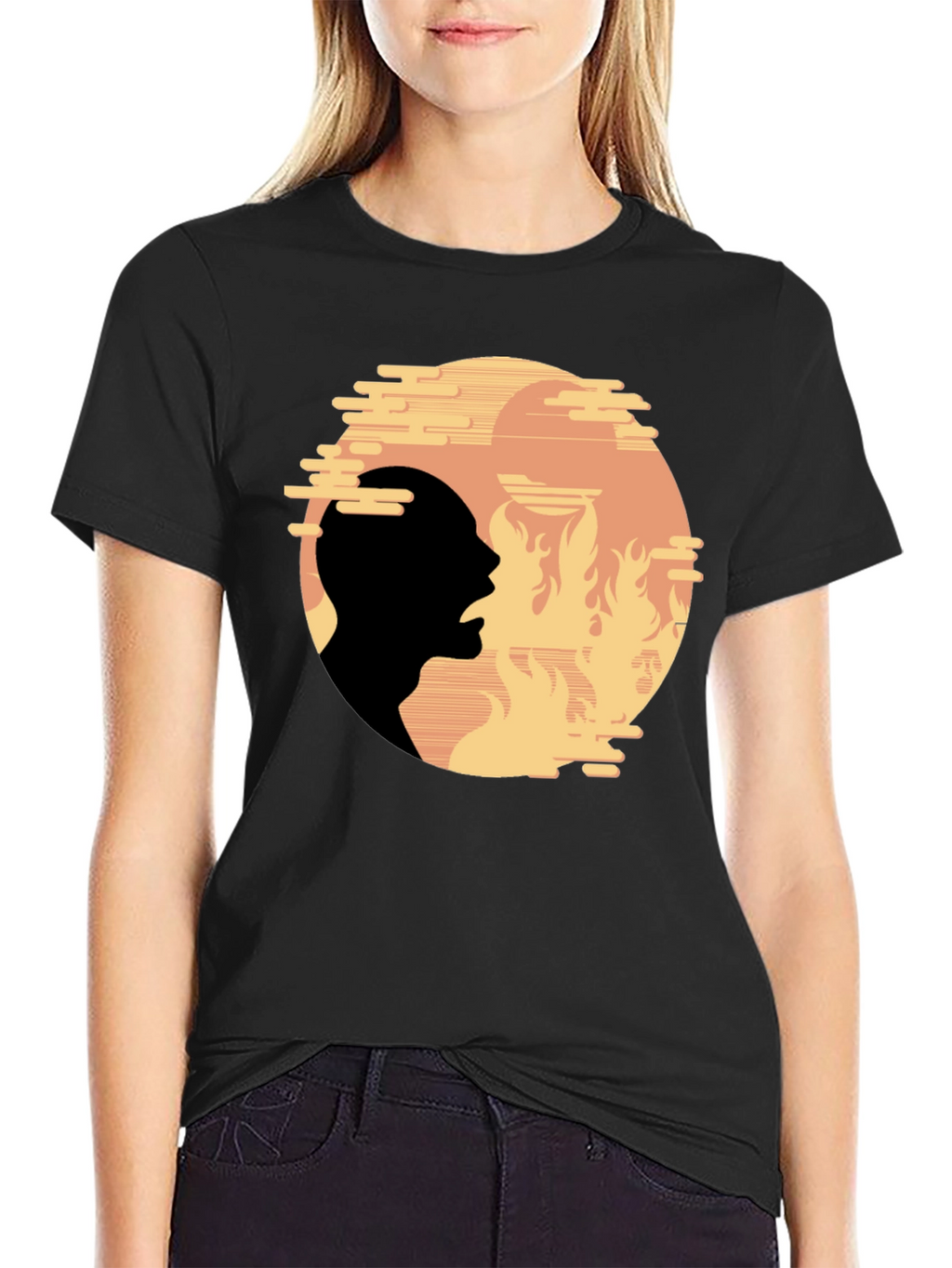 Fiery Silhouette Graphic Tee - Bold Statement Shirt