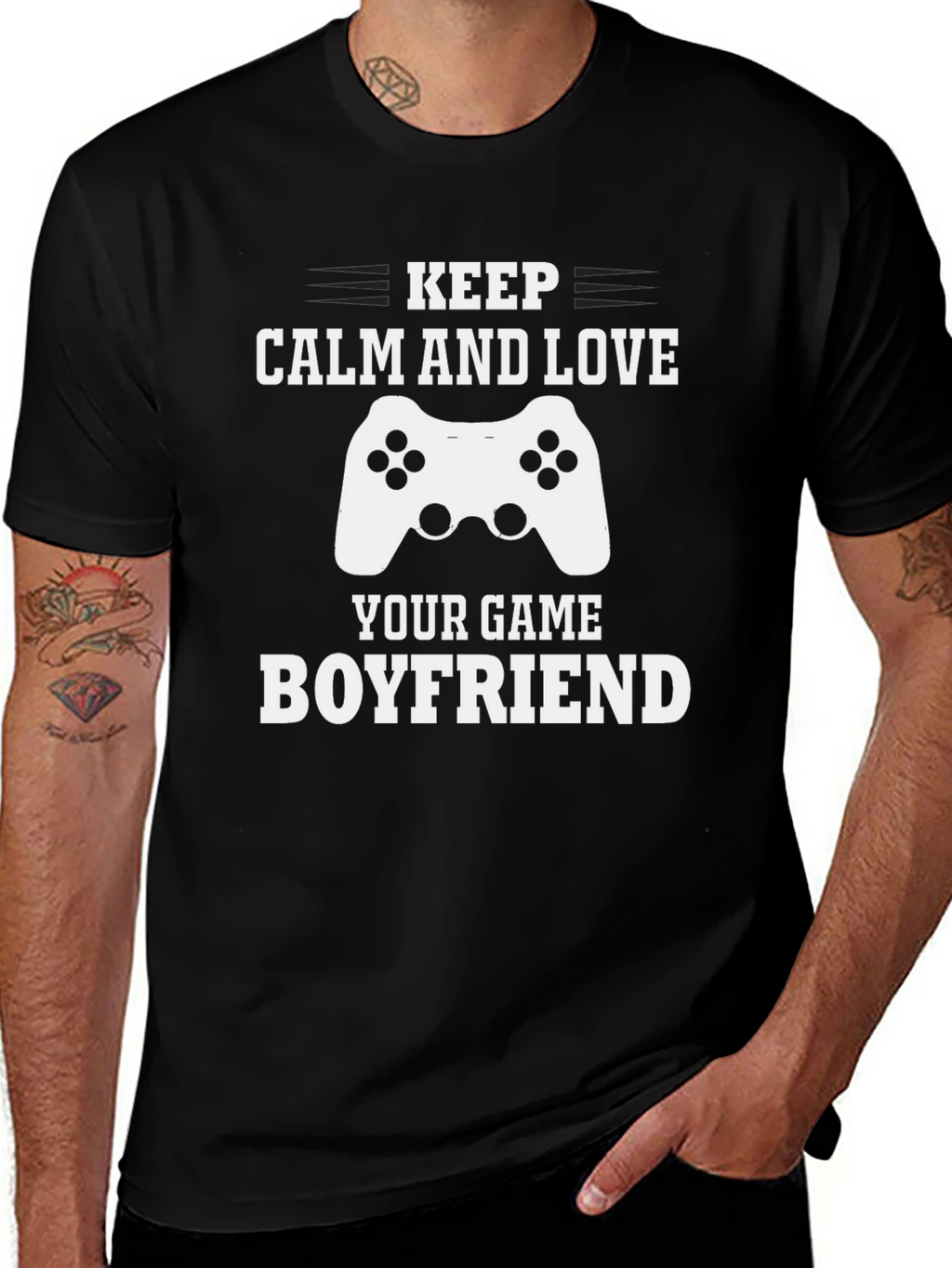 Keep Calm Game Boyfriend Black T-Shirt