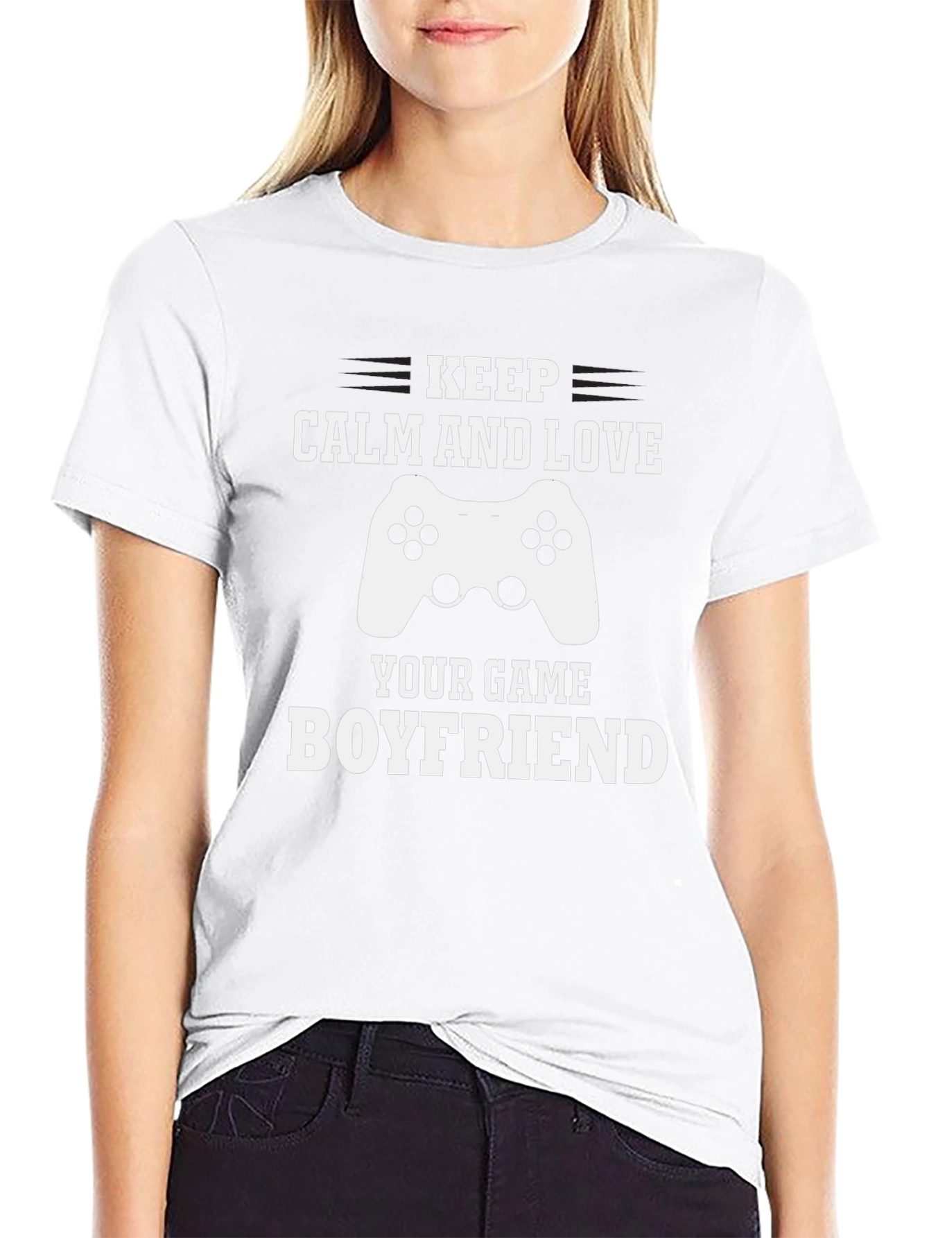 Keep Calm Game Boyfriend Black T-Shirt