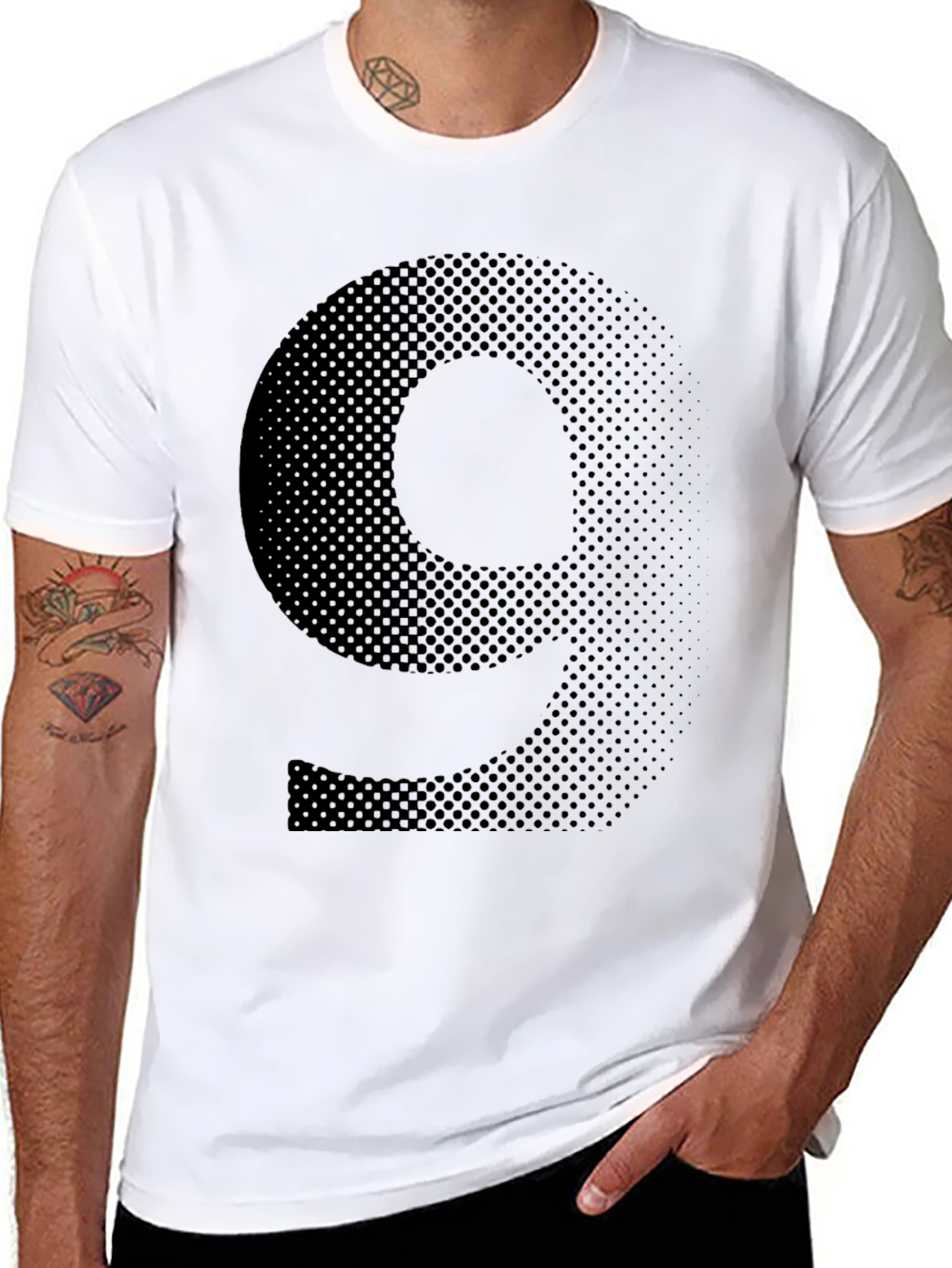 Mens Black T-Shirt - Graphic Number 9 Design