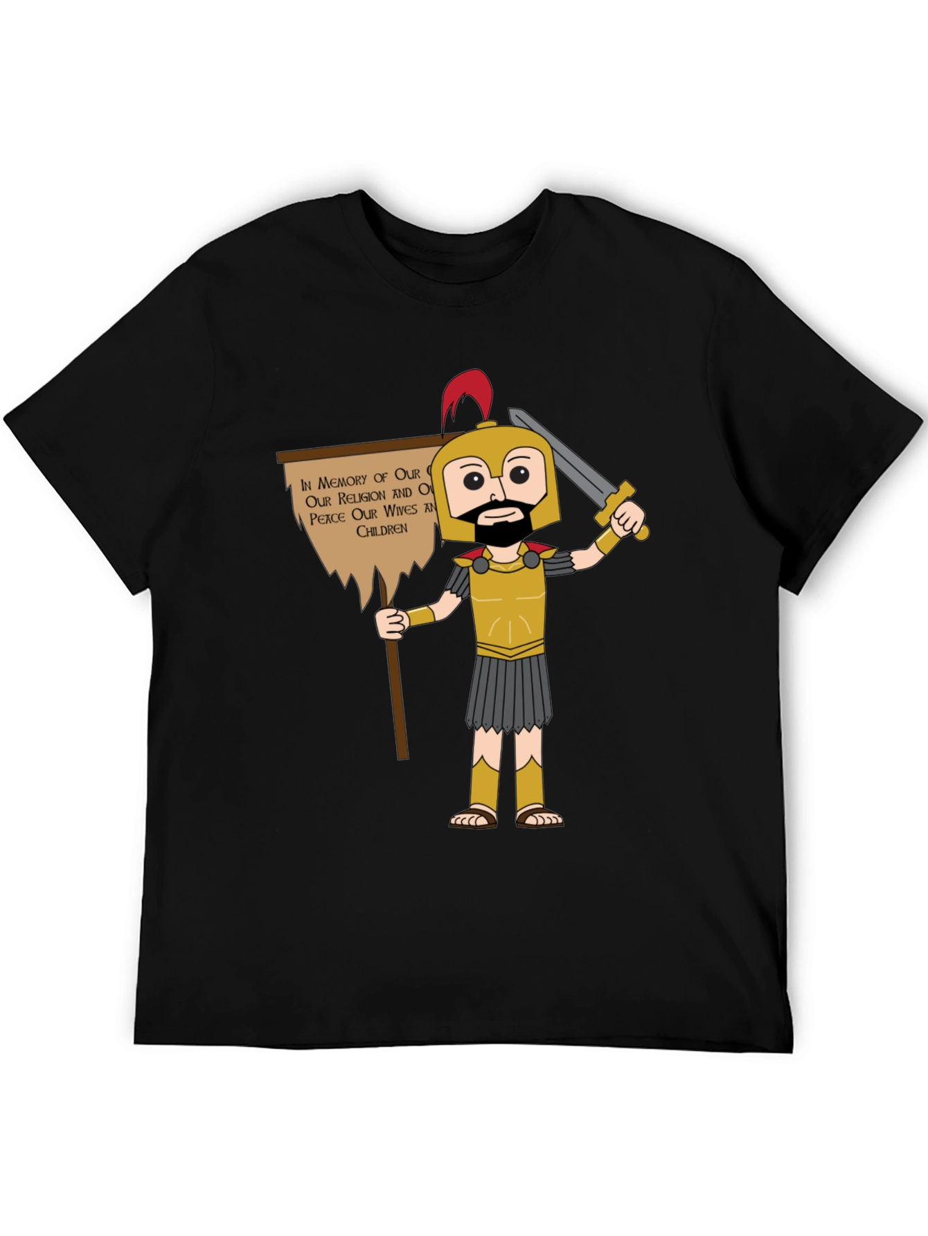 Spartan Cartoon Graphic T-Shirt - Honor & Peace