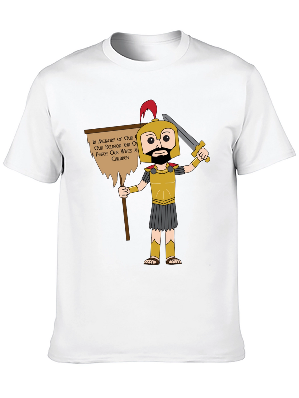 Spartan Cartoon Graphic T-Shirt - Honor & Peace