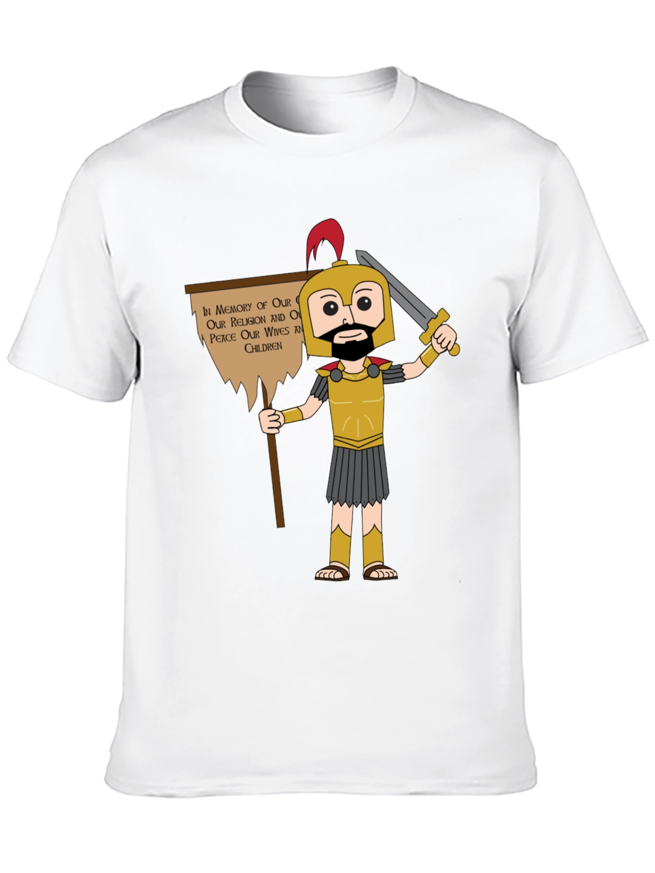 Spartan Cartoon Graphic T-Shirt - Honor & Peace