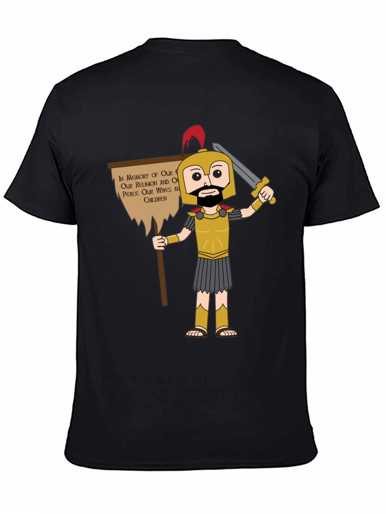 Spartan Cartoon Graphic T-Shirt - Honor & Peace