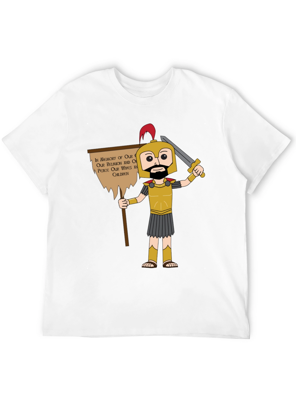 Spartan Cartoon Graphic T-Shirt - Honor & Peace