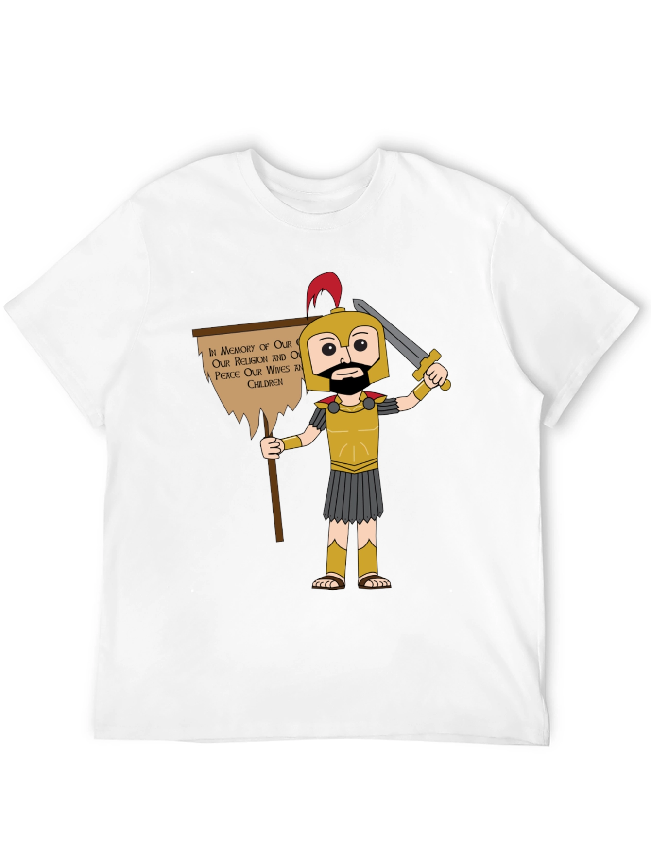 Spartan Cartoon Graphic T-Shirt - Honor & Peace