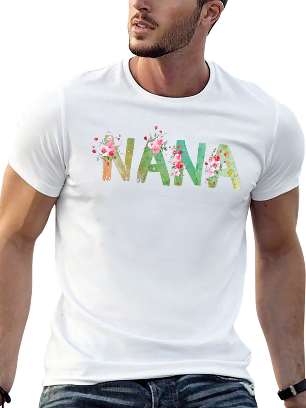 Floral NANA Graphic T-Shirt - Black