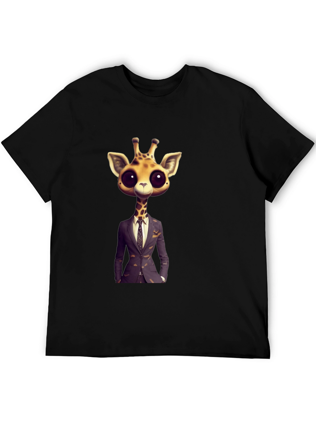 Giraffe in Suit Graphic Tee - Black T-Shirt